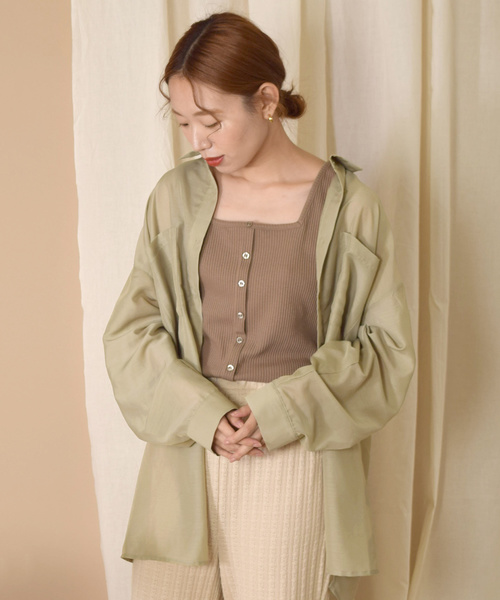 w closet（ダブルクローゼット）の「ＢＩＧシャツはおり（シャツ/ブラウス・レディース・ミント/ラベンダー/グレイッシュベージュ・FREE）」の3枚目の写真