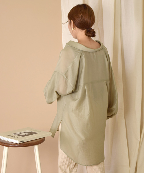 w closet（ダブルクローゼット）の「ＢＩＧシャツはおり（シャツ/ブラウス・レディース・ミント/ラベンダー/グレイッシュベージュ・FREE）」の14枚目の写真