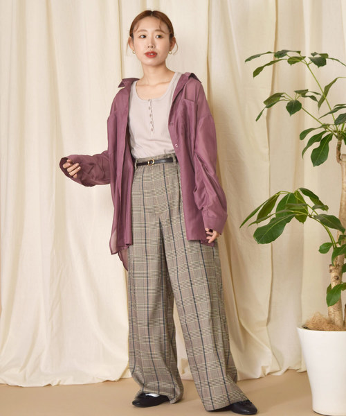 w closet（ダブルクローゼット）の「ＢＩＧシャツはおり（シャツ/ブラウス・レディース・ミント/ラベンダー/グレイッシュベージュ・FREE）」の11枚目の写真