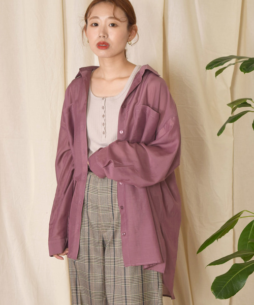 w closet（ダブルクローゼット）の「ＢＩＧシャツはおり（シャツ/ブラウス・レディース・ミント/ラベンダー/グレイッシュベージュ・FREE）」の6枚目の写真