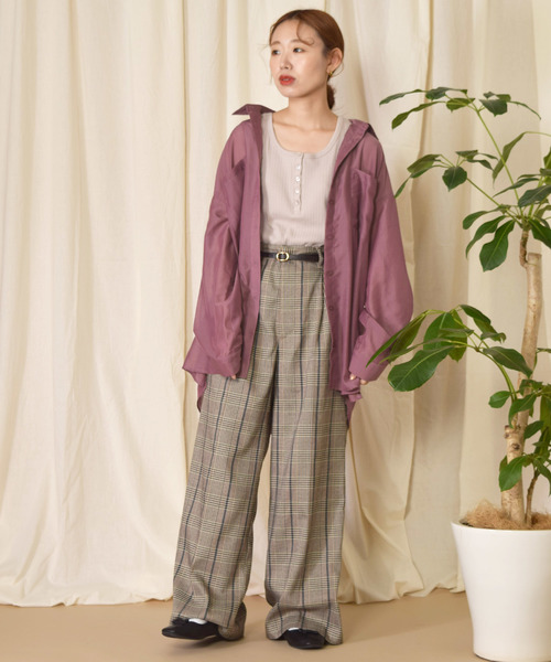 w closet（ダブルクローゼット）の「ＢＩＧシャツはおり（シャツ/ブラウス・レディース・ミント/ラベンダー/グレイッシュベージュ・FREE）」の9枚目の写真