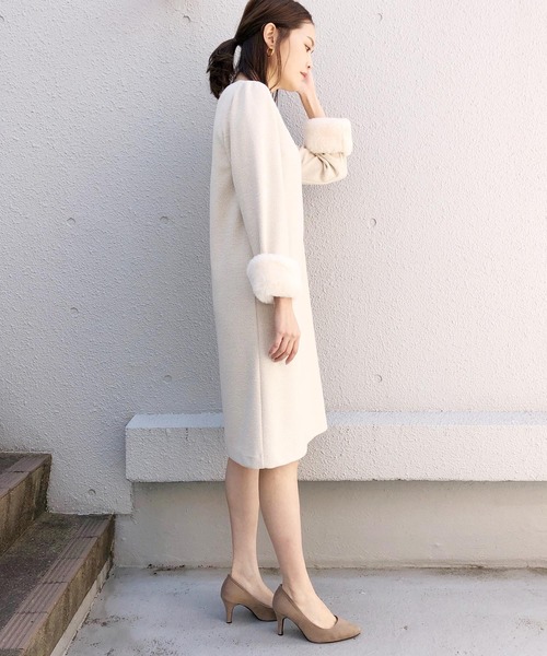 PICCIN（ピッチン）の「ファーカフス付きニットツイードワンピース（ワンピース・レディース・ブラック/ベージュ/ネイビー・MEDIUM）」の20枚目の写真