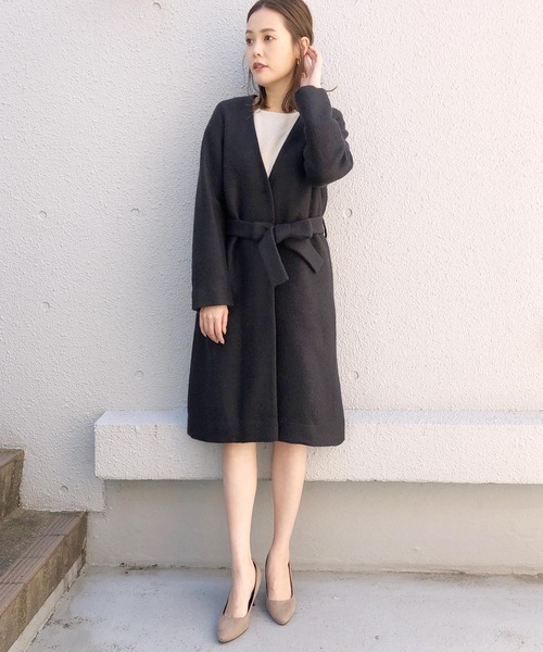 PICCIN（ピッチン）の「ファーカフス付きニットツイードワンピース（ワンピース・レディース・ブラック/ベージュ/ネイビー・MEDIUM）」の14枚目の写真