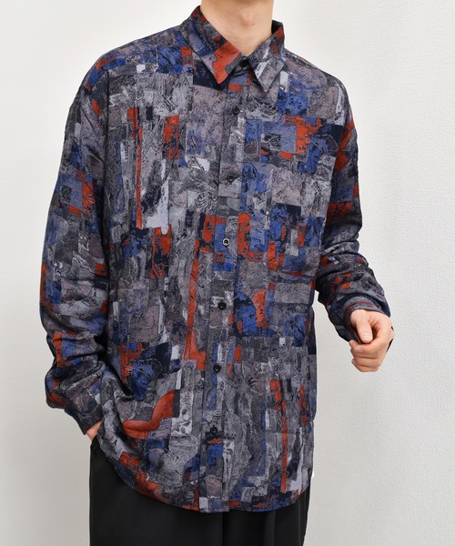 kutir（クティール）の「柄シャツ（シャツ/ブラウス・メンズ・ダークブラウン/ベージュ/ネイビー/グレー/ダークパープル/ライトベージュ・MEDIUM/LARGE）」の5枚目の写真