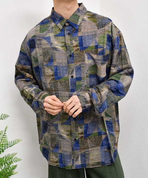 kutir（クティール）の「柄シャツ（シャツ/ブラウス・メンズ・ダークブラウン/ベージュ/ネイビー/グレー/ダークパープル/ライトベージュ・MEDIUM/LARGE）」の2枚目の写真