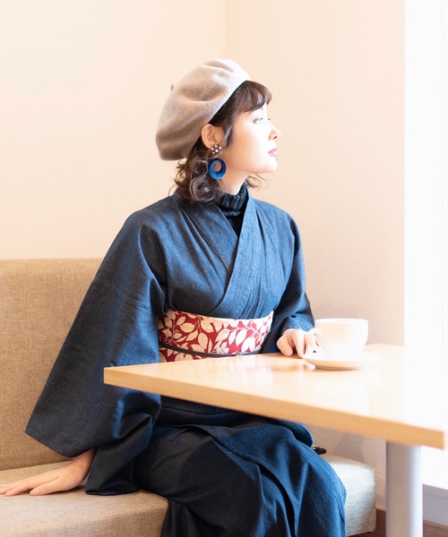 KYOETSU（キョウエツ）の「レディースデニム着物（着物・レディース・ブルー/ブラック/インディゴブルー・L/M）」の4枚目の写真