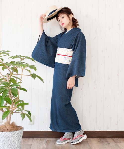 KYOETSU（キョウエツ）の「レディースデニム着物（着物・レディース・ブルー/ブラック/インディゴブルー・L/M）」の7枚目の写真
