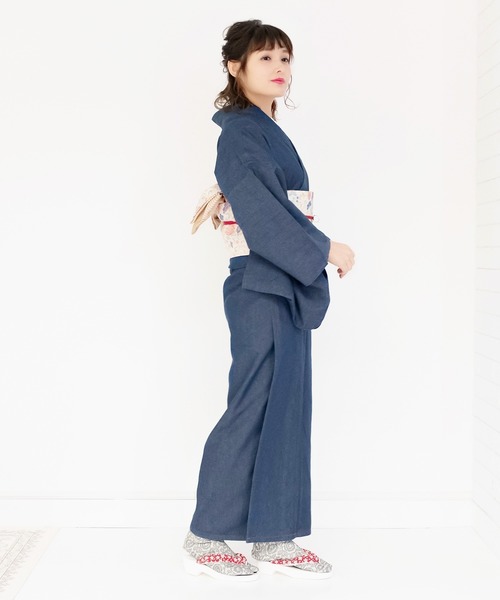 KYOETSU（キョウエツ）の「レディースデニム着物（着物・レディース・ブルー/ブラック/インディゴブルー・L/M）」の8枚目の写真
