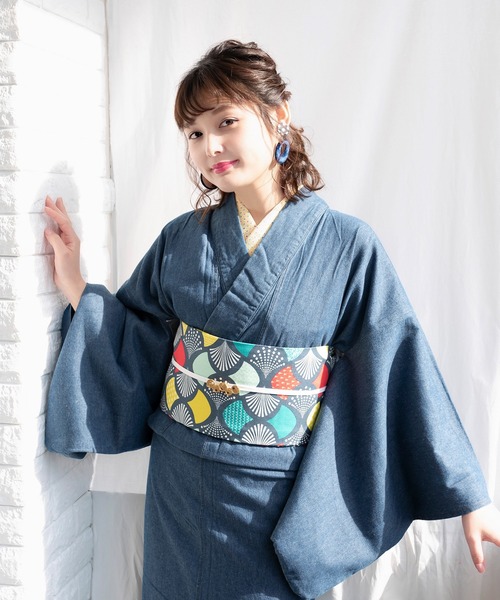 KYOETSU（キョウエツ）の「レディースデニム着物（着物・レディース・ブルー/ブラック/インディゴブルー・L/M）」の17枚目の写真