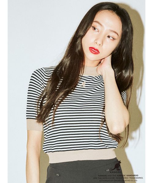 KANGOL（カンゴール）の「KANGOLハーフスリーブニット（ニット/セーター・レディース・ブラック/ベージュ/パープル/ピンク・MEDIUM）」の7枚目の写真