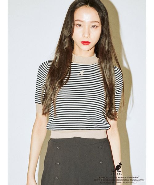 KANGOL（カンゴール）の「KANGOLハーフスリーブニット（ニット/セーター・レディース・ブラック/ベージュ/パープル/ピンク・MEDIUM）」の8枚目の写真