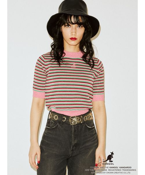 KANGOL（カンゴール）の「KANGOLハーフスリーブニット（ニット/セーター・レディース・ブラック/ベージュ/パープル/ピンク・MEDIUM）」の14枚目の写真