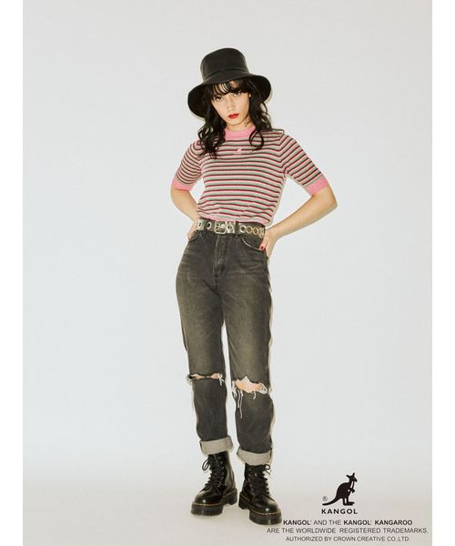 KANGOL（カンゴール）の「KANGOLハーフスリーブニット（ニット/セーター・レディース・ブラック/ベージュ/パープル/ピンク・MEDIUM）」の16枚目の写真