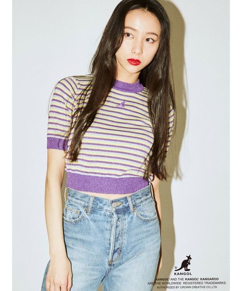 KANGOL（カンゴール）の「KANGOLハーフスリーブニット（ニット/セーター・レディース・ブラック/ベージュ/パープル/ピンク・MEDIUM）」の18枚目の写真