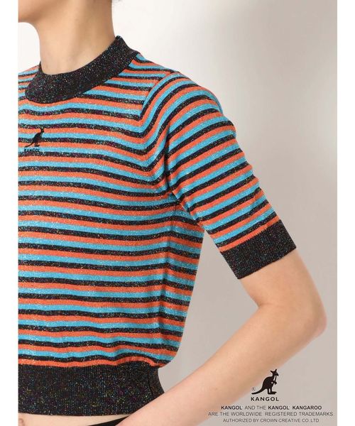 KANGOL（カンゴール）の「KANGOLハーフスリーブニット（ニット/セーター・レディース・ブラック/ベージュ/パープル/ピンク・MEDIUM）」の5枚目の写真