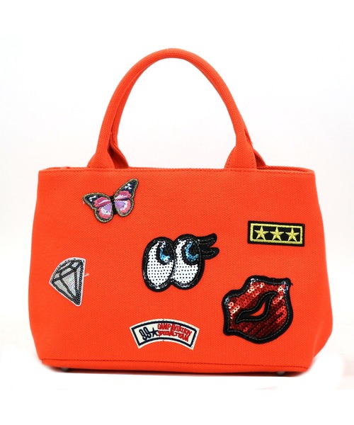 GUSCIO(グッシオ)の「【グッシオベーシック】キラキラワッペン 帆布 ショルダー付きハンドバッグ(ハンドバッグ・レディース・ブラック/レッド/オレンジ/アイボリー/ダークグレー/ベージュ・FREE)」の6枚目の写真