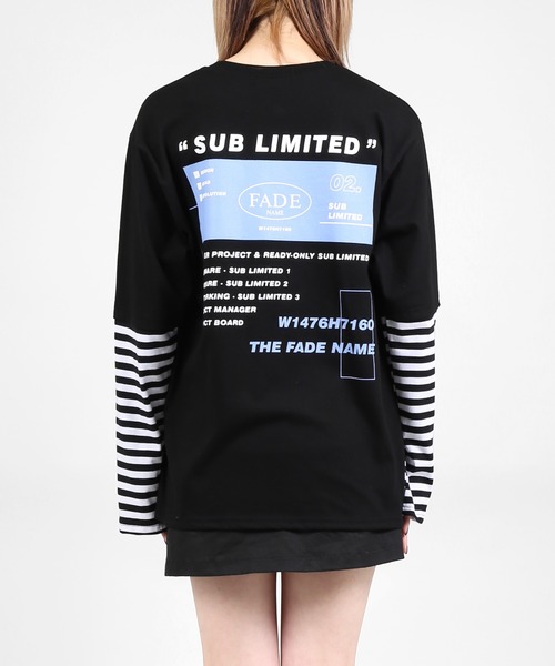 DING（ディング）の「DING/フェイクレイヤードロングTシャツ（Tシャツ/カットソー・レディース・ブルー/ホワイト/ブラック・FREE）」の22枚目の写真