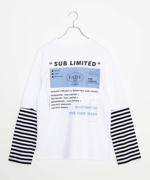 DING（ディング）の「DING/フェイクレイヤードロングTシャツ（Tシャツ/カットソー・レディース・ブルー/ホワイト/ブラック・FREE）」の8枚目の写真