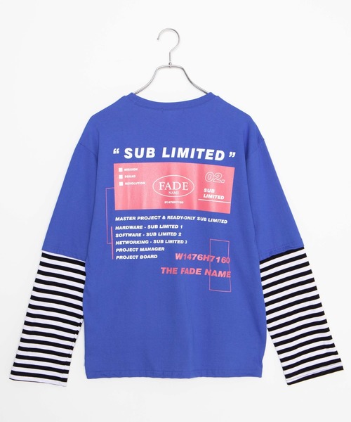 DING（ディング）の「DING/フェイクレイヤードロングTシャツ（Tシャツ/カットソー・レディース・ブルー/ホワイト/ブラック・FREE）」の12枚目の写真