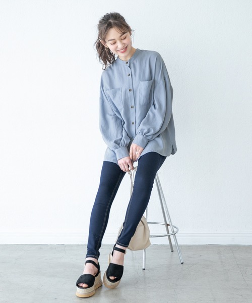 Heather（ヘザー）の「ビエラバンドカラーシャツ　881155（シャツ/ブラウス・レディース・アイボリー/ブルー系その他/ブラック・FREE）」の8枚目の写真