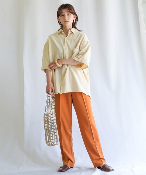 select MOCA(セレクトモカ)の「【PREMIUM PANTS】ダブルタックテーパードパンツ(スラックス・レディース・ダークブラウン/オレンジ/ライトグリーン/ライトベージュ・SMALL/MEDIUM)」の9枚目の写真