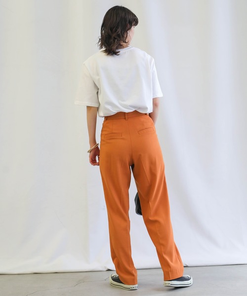 select MOCA(セレクトモカ)の「【PREMIUM PANTS】ダブルタックテーパードパンツ(スラックス・レディース・ダークブラウン/オレンジ/ライトグリーン/ライトベージュ・SMALL/MEDIUM)」の8枚目の写真