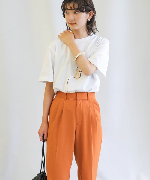 select MOCA(セレクトモカ)の「【PREMIUM PANTS】ダブルタックテーパードパンツ(スラックス・レディース・ダークブラウン/オレンジ/ライトグリーン/ライトベージュ・SMALL/MEDIUM)」の6枚目の写真
