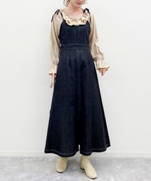 前スリットデニムジャンパースカート