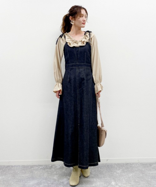 EPIMI E'PIMMY（エピミエピミー）の「前スリットデニムジャンパースカート（ワンピース・レディース・ブラック/ネイビー/ブルー・MEDIUM）」の13枚目の写真