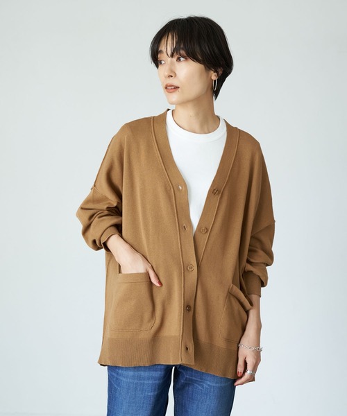 AMERICAN HOLIC（アメリカンホリック）の「Vネックポケット付きニットカーディガン　＊●（カーディガン/ボレロ・レディース・アイボリー/チャコールグレー/ブラウン/ブルー/キャメル・FREE）」の12枚目の写真