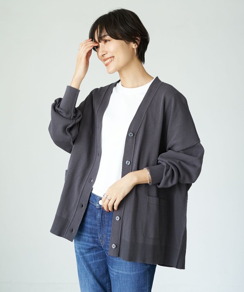 AMERICAN HOLIC（アメリカンホリック）の「Vネックポケット付きニットカーディガン　＊●（カーディガン/ボレロ・レディース・アイボリー/チャコールグレー/ブラウン/ブルー/キャメル・FREE）」の7枚目の写真