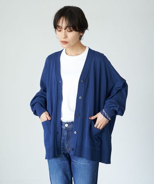 AMERICAN HOLIC（アメリカンホリック）の「Vネックポケット付きニットカーディガン　＊●（カーディガン/ボレロ・レディース・アイボリー/チャコールグレー/ブラウン/ブルー/キャメル・FREE）」の8枚目の写真