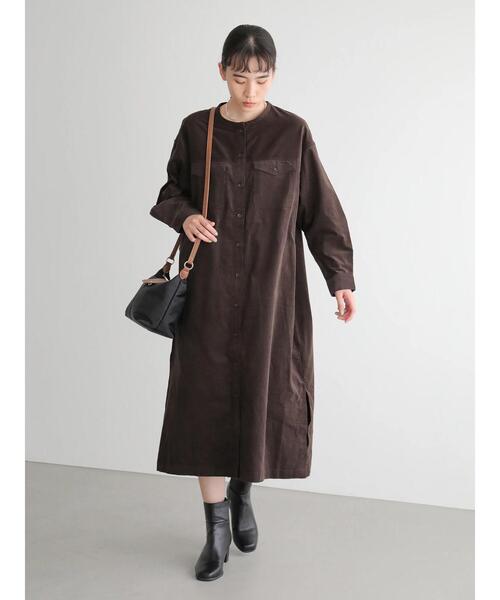 AMERICAN HOLIC(アメリカンホリック)の「ノーカラーコールテンシャツワンピース *●(ワンピース・レディース・ベージュ/ネイビー/ブラウン/キャメル・FREE)」の19枚目の写真