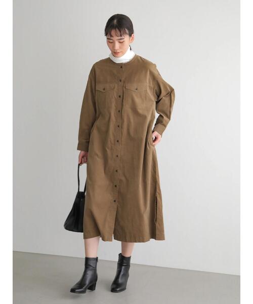 AMERICAN HOLIC(アメリカンホリック)の「ノーカラーコールテンシャツワンピース *●(ワンピース・レディース・ベージュ/ネイビー/ブラウン/キャメル・FREE)」の21枚目の写真