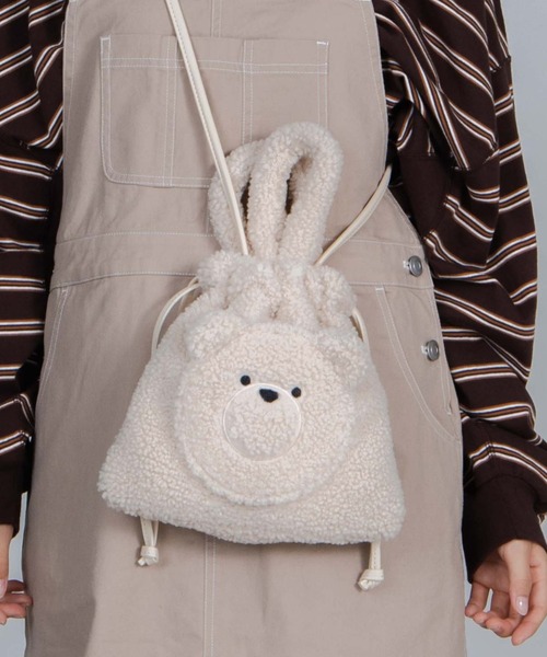 WEGO（ウィゴー）の「WEGO/ベア巾着ショルダーバッグ（ショルダーバッグ・レディース・ベージュ/アイボリー・FREE）」の2枚目の写真