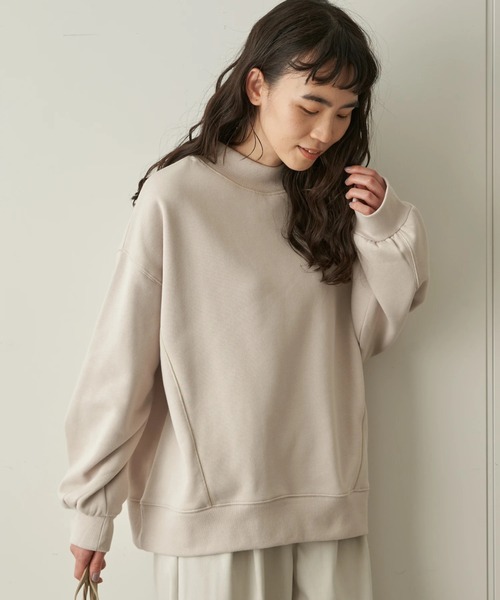 AMERICAN HOLIC（アメリカンホリック）の「クルーネックステッチワーク裏毛プルオーバー  ＊（Tシャツ/カットソー・レディース・オフホワイト/チャコールグレー/ライトイエロー/ミント/ライトピンク・M/L）」の5枚目の写真