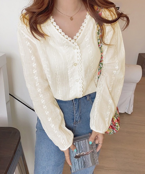 ヴィンテージレース リメイクブラウス ハート ブラウス レースブラウス