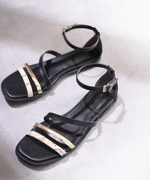 低反発クッション入り♪マルチストラップフラットサンダル