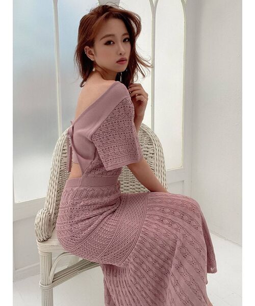 RESEXXY（リゼクシー）の「クロシェ調バックリボンワンピース（ワンピース・レディース・ホワイト/ブラック/ベージュ/ピンク・FREE）」の15枚目の写真