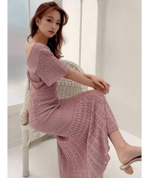 RESEXXY（リゼクシー）の「クロシェ調バックリボンワンピース（ワンピース・レディース・ホワイト/ブラック/ベージュ/ピンク・FREE）」の11枚目の写真