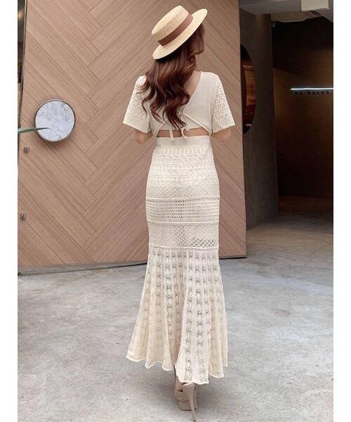 RESEXXY（リゼクシー）の「クロシェ調バックリボンワンピース（ワンピース・レディース・ホワイト/ブラック/ベージュ/ピンク・FREE）」の12枚目の写真