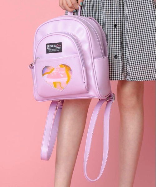 JENNI love(ジェニィラブ)の「モチーフミラー付きミニリュック(バックパック/リュック・キッズ・オフホワイト/サックスブルー/ラベンダー・F)」の1枚目の写真