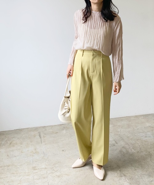 LIAN（リアン）の「シアークリンクルブラウス（シャツ/ブラウス・レディース・ブラック/オレンジ/モカ/パープル/オフホワイト・FREE）」の6枚目の写真