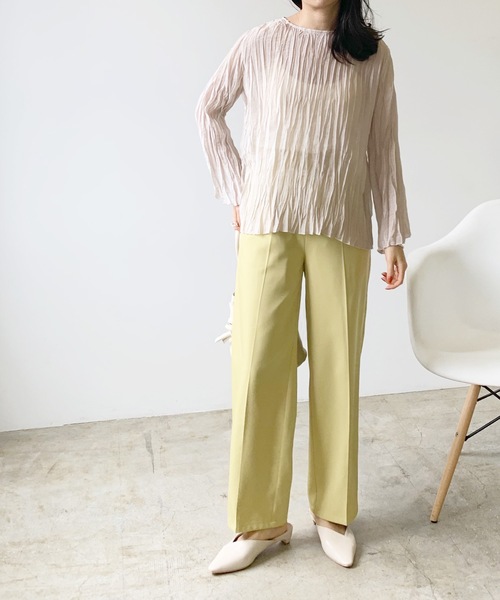 LIAN（リアン）の「シアークリンクルブラウス（シャツ/ブラウス・レディース・ブラック/オレンジ/モカ/パープル/オフホワイト・FREE）」の10枚目の写真