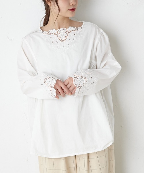PUAL CE CIN（ピュアルセシン）の「カットワーク刺繍ブラウス（シャツ/ブラウス・レディース・ホワイト/ブラック・FREE）」の21枚目の写真