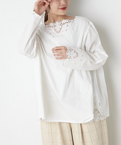 PUAL CE CIN（ピュアルセシン）の「カットワーク刺繍ブラウス（シャツ/ブラウス・レディース・ホワイト/ブラック・FREE）」の6枚目の写真