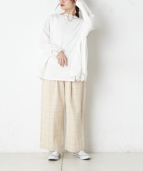 PUAL CE CIN（ピュアルセシン）の「カットワーク刺繍ブラウス（シャツ/ブラウス・レディース・ホワイト/ブラック・FREE）」の18枚目の写真