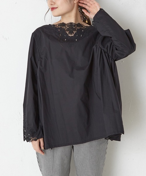 PUAL CE CIN（ピュアルセシン）の「カットワーク刺繍ブラウス（シャツ/ブラウス・レディース・ホワイト/ブラック・FREE）」の13枚目の写真