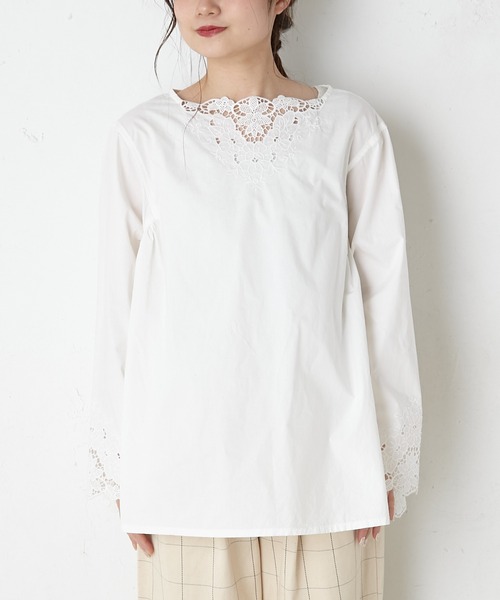 PUAL CE CIN（ピュアルセシン）の「カットワーク刺繍ブラウス（シャツ/ブラウス・レディース・ホワイト/ブラック・FREE）」の14枚目の写真