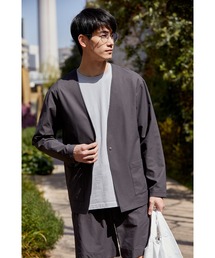 NAVY | マジかる 自宅で洗える はっ水性のあるストレッチカーデジャケット ソロテックス(R)を織り合わせた軽い素材で快適な着心地(ノーカラージャケット)